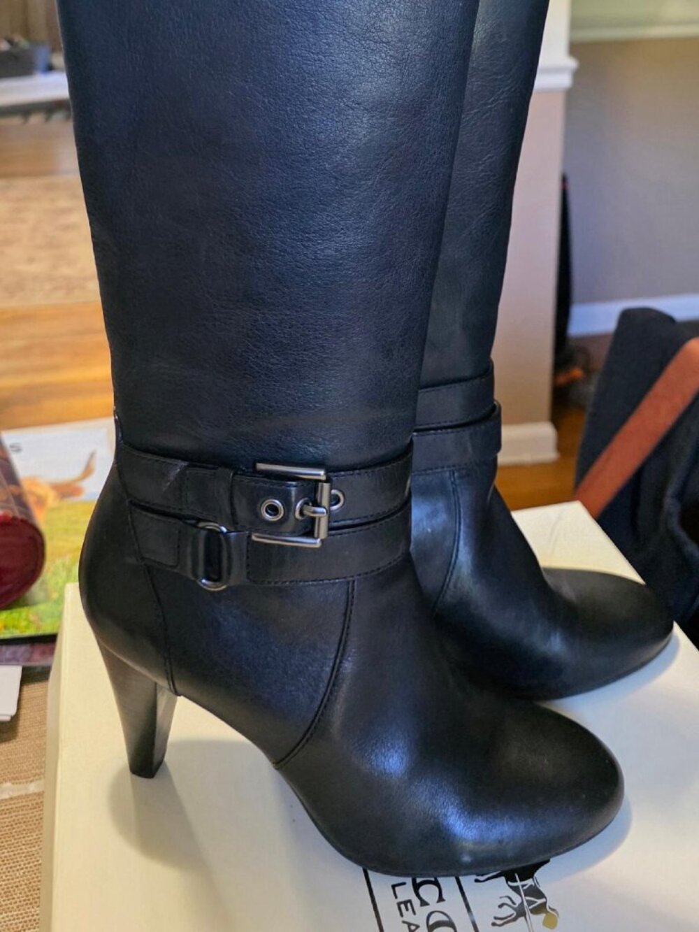Coach Addie Semi Matte calf boots Size 7M Black